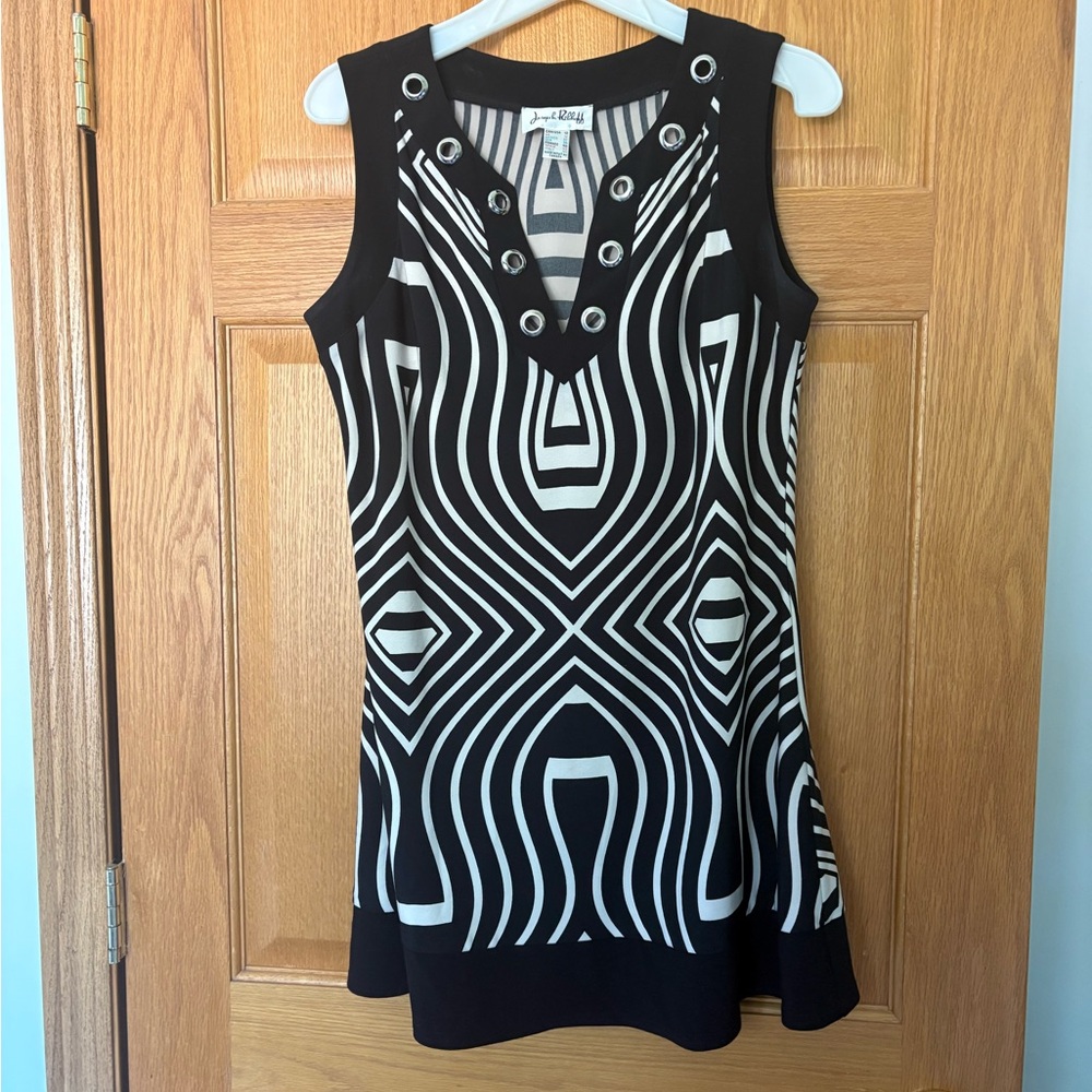 Joseph Ribkoff Black and White Patterned Tank Top/Tunic